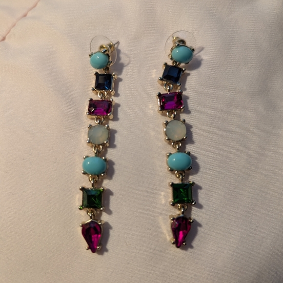 Multi colored gemmed earrings - Picture 1 of 2